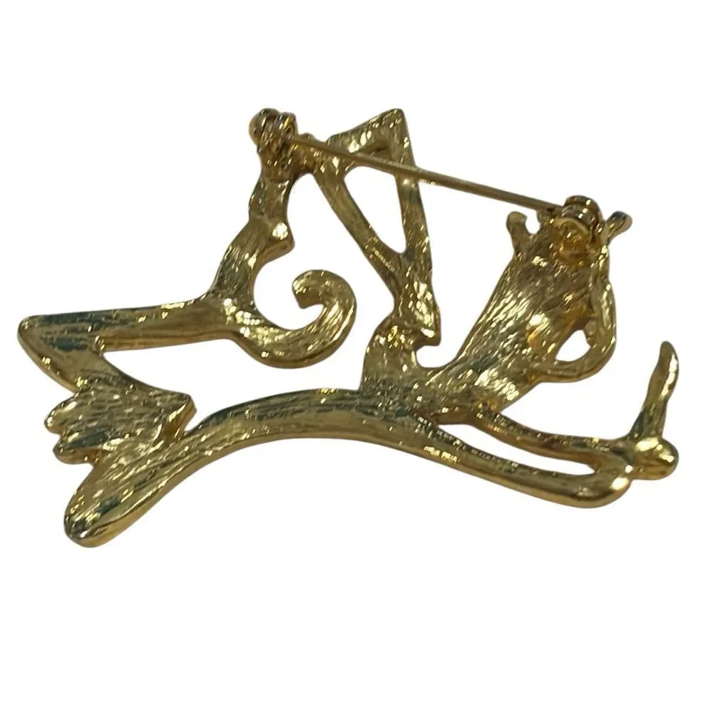 Gold Angel Brooch with rhinestones